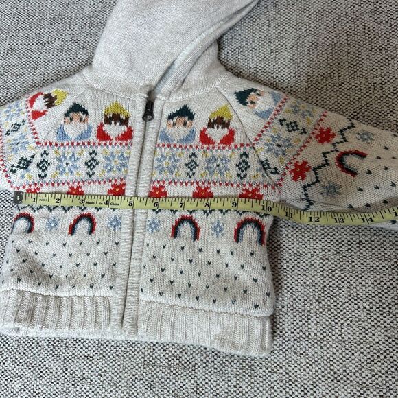 Hanna Andersson Baby Gnome Sweater Jacket Cardigan Full Zip Hooded Sherpa 6-12 m - Picture 6 of 10